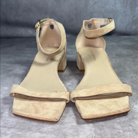 EUC Stuart Weitzman Elegant Tan Women's Sz US 9B Block Heel Sandals Nude Suede - Picture 6 of 14